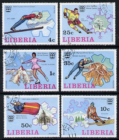 Liberia 1976 Innsbruck Winter Olympics set of 6 cto used, SG 1260-65, stamps on olympics  sport