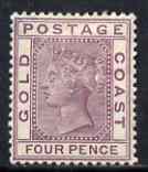Gold Coast 1884-91 QV 4d deep mauve fine mounted mint SG16, stamps on , stamps on  qv , stamps on 