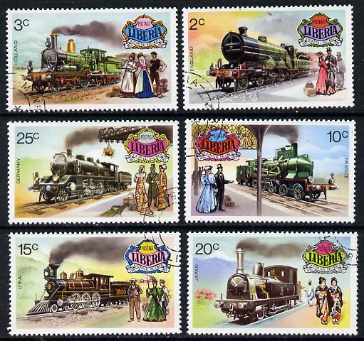 Liberia 1973 World Railways set of 6 cto used, SG 1149-54*, stamps on costumes, stamps on railways
