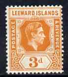 Leeward Islands 1938-51 KG6 3d orange chalky paper mounted mint SG107, stamps on , stamps on  kg6 , stamps on 