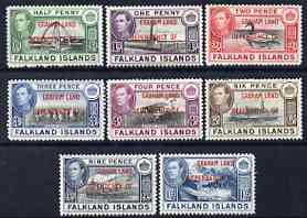 Falkland Islands Dependencies - Graham Land 1944 KG6 optd set of 8 mounted mint, SG A1-8, stamps on , stamps on  kg6 , stamps on 