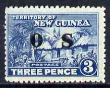 New Guinea 1925-31 Native Village 3d optd OS without gum, SG O25, stamps on 