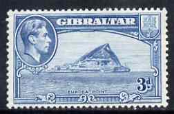 Gibraltar 1938-51 KG6 3d light blue P13 unmounted mint SG125b, stamps on , stamps on  kg6 , stamps on 