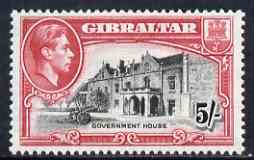 Gibraltar 1938-51 KG6 5s black & carmine P13.5 mounted mint SG129a, stamps on , stamps on  kg6 , stamps on 