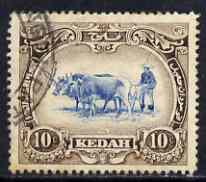 Malaya - Kedah 1912 Ploughing 10c MCA used SG6, stamps on 