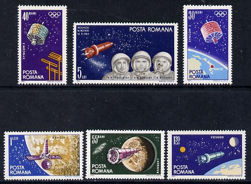 Rumania 1965 Space Navigation set of 6 unmounted mint, SG 3237-42, Mi 2369-74*, stamps on space, stamps on communications