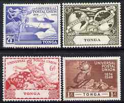 Tonga 1949 KG6 75th Anniversary of Universal Postal Union set of 4 mounted mint, SG 88-91, stamps on , stamps on  kg6 , stamps on  upu , stamps on 