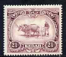 Malaya - Kedah 1919-21 Ploughing 21c MCA mounted mint SG22, stamps on 