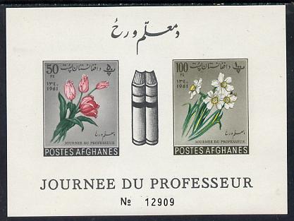 Afghanistan 1961 Teachers Day (Flowers & Books) imperf m/sheet unmounted mint, stamps on , stamps on  stamps on education    flowers  literature       books    tulips