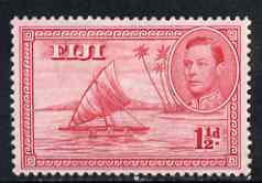 Fiji 1938-55 KG6 1.5d carmine P13.5 (die I empty canoe) mounted mint SG 251, stamps on , stamps on  kg6 , stamps on 