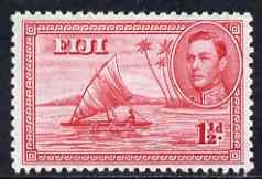 Fiji 1938-55 KG6 1.5d carmine P12 (die II native in canoe) mounted mint SG 252c, stamps on , stamps on  kg6 , stamps on 