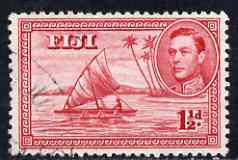 Fiji 1938-55 KG6 1.5d carmine P12 (die II native in canoe) used SG 252c, stamps on , stamps on  kg6 , stamps on 