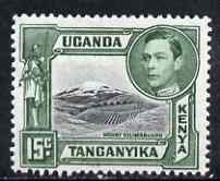 Kenya, Uganda & Tanganyika 1938-54 KG6 Mt Kilimanjaro 15c black & green P13.75 x 13.25 mounted mint SG138, stamps on , stamps on  stamps on , stamps on  stamps on  kg6 , stamps on  stamps on 