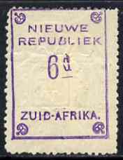 South Africa - New Republic 1887 6d yellow paper without date (Arms inverted) mounted mint, SG81b, stamps on 