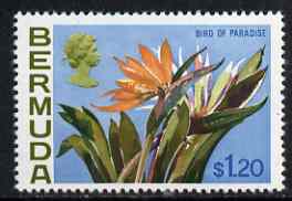 Bermuda 1970-75 QE2 Flowers def $1.20 Bird of Paradise flower unmounted mint, SG 264, stamps on 