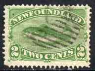 Newfoundland 1880-82 Atlantic Cod 2c yellow-green used, SG 46, stamps on 