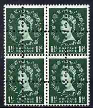 Great Britain 1952-67 Wilding 1.5d mounted mint block of 4 with double perfs, interesting forgery, stamps on 
