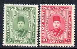 Egypt 1939 Farouk Army Post set of 2 mounted mint SG A14-15, stamps on 
