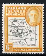 Falkland Islands Dependencies 1946-49 KG6 Thick Maps 6d unmounted mint SG G6, stamps on , stamps on  kg6 , stamps on maps  
