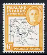 Falkland Islands Dependencies 1946-49 KG6 Thin Maps 6d unmounted mint SG G14, stamps on , stamps on  kg6 , stamps on 