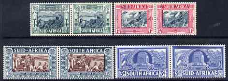 South Africa 1938 KG6 Voortrekker Centenary Memorial Fund set of 8 (4 horiz se-tenant pairs) lightly mounted mint SG 76-79, stamps on , stamps on  kg6 , stamps on 