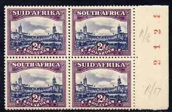 South Africa 1947-54 Union Buildings 2d slate & purple horiz pair unmounted mint SG116, stamps on 