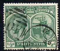 St Kitts-Nevis 1920-22 KG5 MCA Columbus 1/2d blue-green used SG24, stamps on , stamps on  kg5 , stamps on columbus, stamps on explorers