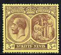 St Kitts-Nevis 1921-29 KG5 Script CA Medicinal Spring 3d purple on yellow unmounted mint SG45a, stamps on , stamps on  kg5 , stamps on 