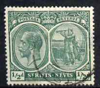 St Kitts-Nevis 1921-29 KG5 Script CA Columbus 1/2d blue-green used SG37/a, stamps on , stamps on  kg5 , stamps on columbus, stamps on explorers