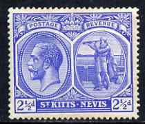 St Kitts-Nevis 1921-29 KG5 Script CA Columbus 2.5d bright blue unmounted mint SG42, stamps on , stamps on  kg5 , stamps on columbus, stamps on explorers