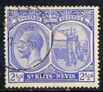 St Kitts-Nevis 1921-29 KG5 Script CA Columbus 2.5d blue used SG42/4, stamps on , stamps on  kg5 , stamps on columbus, stamps on explorers