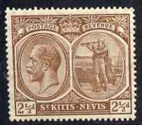 St Kitts-Nevis 1921-29 KG5 Script CA Columbus 2.5d brown unmounted mint SG43, stamps on , stamps on  kg5 , stamps on columbus, stamps on explorers