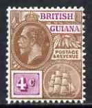 British Guiana 1913-21 KG5 4c brown & purple MCA mounted mint SG261b, stamps on , stamps on  kg5 , stamps on 