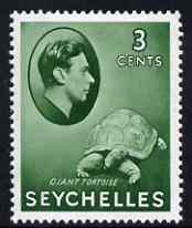 Seychelles 1938-49 KG6 Tortoise 3c green unmounted mint SG136, stamps on , stamps on  kg6 , stamps on 