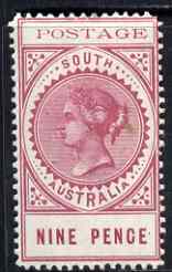 South Australia 1902-04 Thin Postage 9d rosy lake mounted mint SG 273, stamps on , stamps on  stamps on south australia 1902-04 thin postage 9d rosy lake mounted mint sg 273