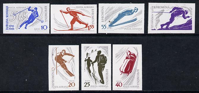 Rumania 1961 Winter Sports imperf set of 7, SG 2827-33, Mi 1965-71, stamps on sport, stamps on skiing, stamps on mountaineering, stamps on bobsleigh