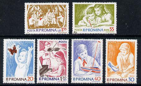 Rumania 1962 Children set of 6 unmounted mint, SG 2966-71, Mi 2099-2104, stamps on children, stamps on music, stamps on butterflies, stamps on birds, stamps on doves, stamps on 