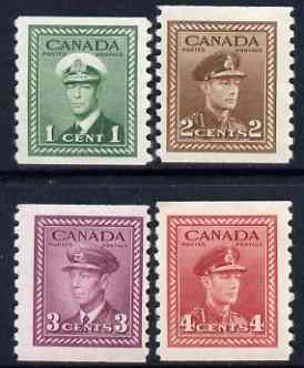 Canada 1942-48 KG6 coil set of 4 imperf x perf 9.5 mtd mint SG 397-98a, stamps on , stamps on  kg6 , stamps on 
