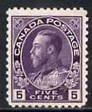 Canada 1922-31 KG5 5c violet mtd mint SG 250, stamps on , stamps on  kg5 , stamps on 