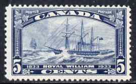 Canada 1933 Steamboat Crossing 5c blue mtd mint, SG 331, stamps on 