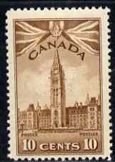 Canada 1942-48 KG6 War Effort 10c Parliament Building mtd mint SG 383, stamps on , stamps on  kg6 , stamps on 