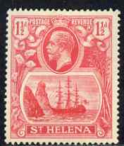St Helena 1922-37 KG5 Badge Script 1.5d rose-red single with variety 'Bottom vignette frame line broken at left, thinned at centre and left frame line weak at top of rock' (stamp 20) mtd mint SG 99var, stamps on , stamps on  kg5 , stamps on ships, stamps on 