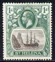 St Helena 1922-37 KG5 Badge Script 1d single with variety Right vignette frame line dented (stamp 27) mtd mint SG 98var, stamps on , stamps on  kg5 , stamps on ships, stamps on 
