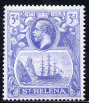 St Helena 1922-37 KG5 Badge Script 3d single with variety Right vignette frame line dented (stamp 27) mtd mint SG 101var, stamps on , stamps on  kg5 , stamps on ships, stamps on 