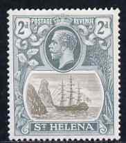 St Helena 1922-37 KG5 Badge Script 2d single with variety '11th line of shading broken to right of mizzen mast and rope broken at top of mizzen peak' (stamp 32) mtd mint SG 100var, stamps on , stamps on  kg5 , stamps on ships, stamps on 