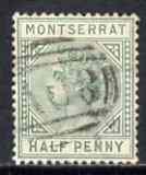 Montserrat 1884-85 QV 1/2d green CA fine used with A08 cancel SG7, stamps on , stamps on  qv , stamps on 