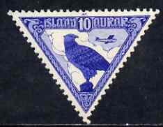 Iceland 1930 Gyrfalcon 10a lightly mounted SG 173, stamps on 