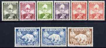 Greenland 1938-46 Polar Bear/Christian set of 9 mtd mint SG 1-7, stamps on 
