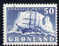 Greenland 1950-60 Polar Ship 50o blue mtd mint SG 33, stamps on 