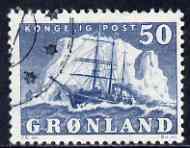 Greenland 1950-60 Polar Ship 50o blue fine used SG 33, stamps on 